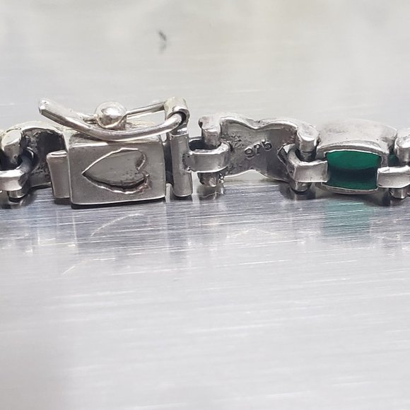 Vintage Emerald Marcasite 925 Silver bracelet - Picture 5 of 5